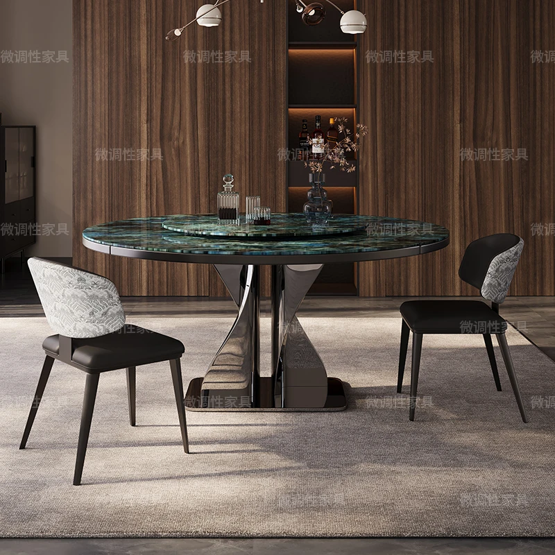 雪山飞狐现代高端别墅意式轻奢家用高定极简奢意大利轻奢奢石餐桌