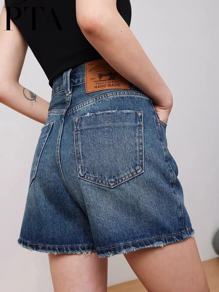 【清】1056深蓝牛仔短裤女