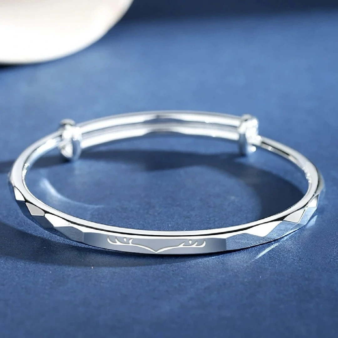 足银手镯 【526】一鹿有你足银手镯女镯子轻奢小众年轻款手环
