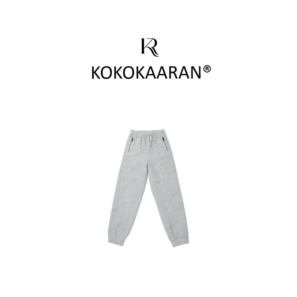 kokokaaran/可可咔伦 秋冬纯色内里磨毛松紧腰抽绳休闲裤SH241154