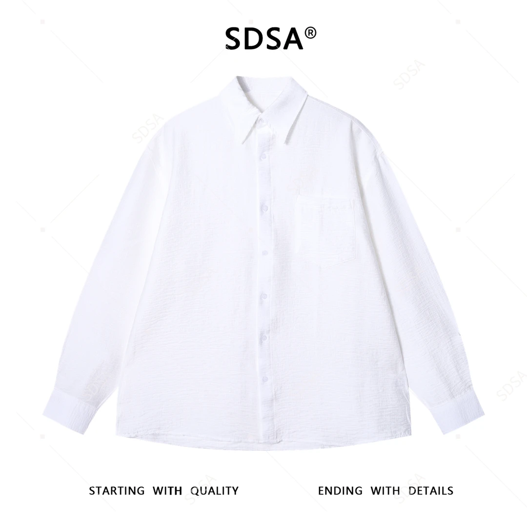 SDSA男士秋冬新款痞帅男装韩版纯色翻领长袖衬简约时尚网红款衬衣