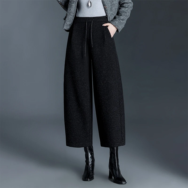 加绒加厚裤子九分裤女2025冬季新款高腰显瘦时尚休闲弯刀裤小个子