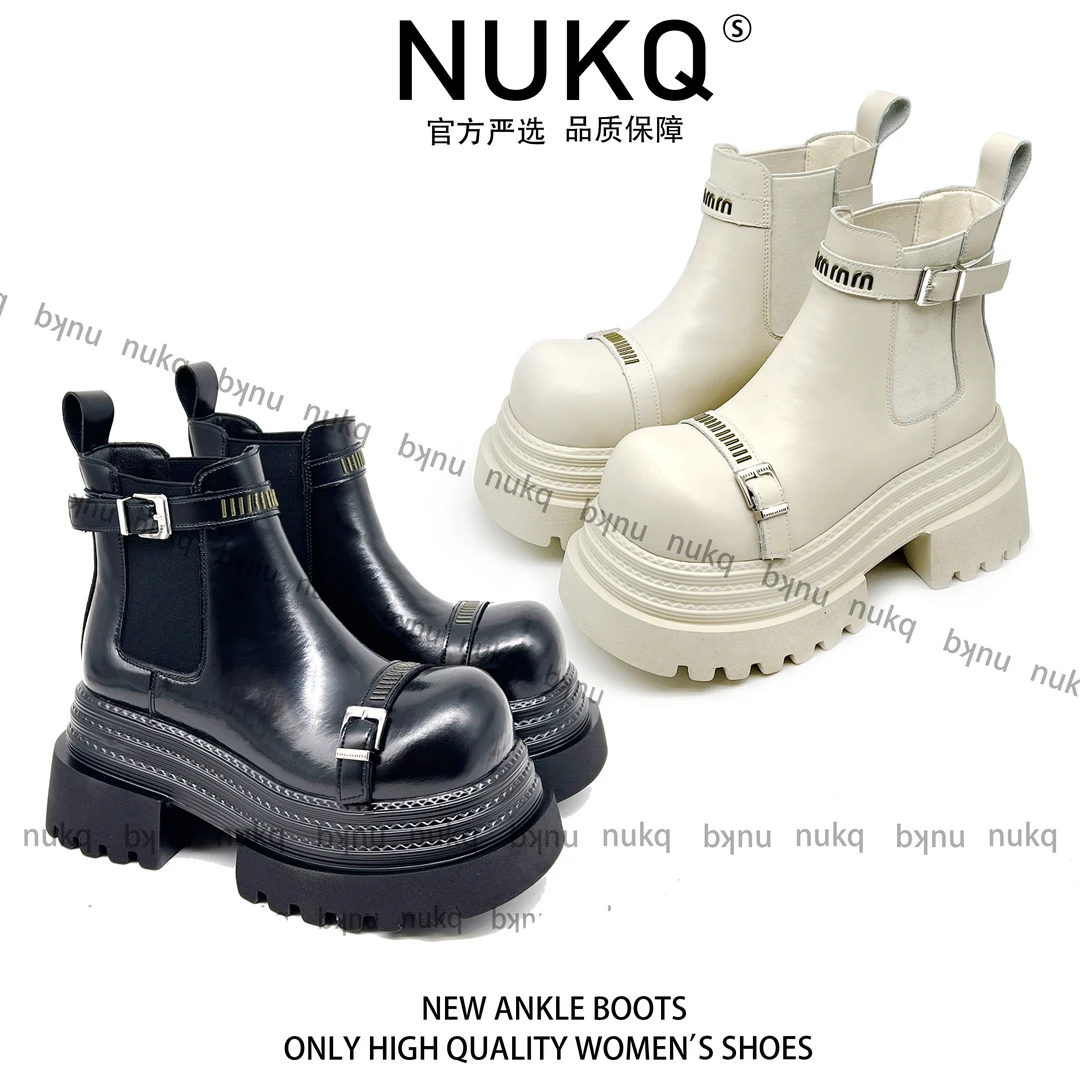 小野猫【大悦严选】跟高8cm 厚底短靴 百搭百配 时尚精品