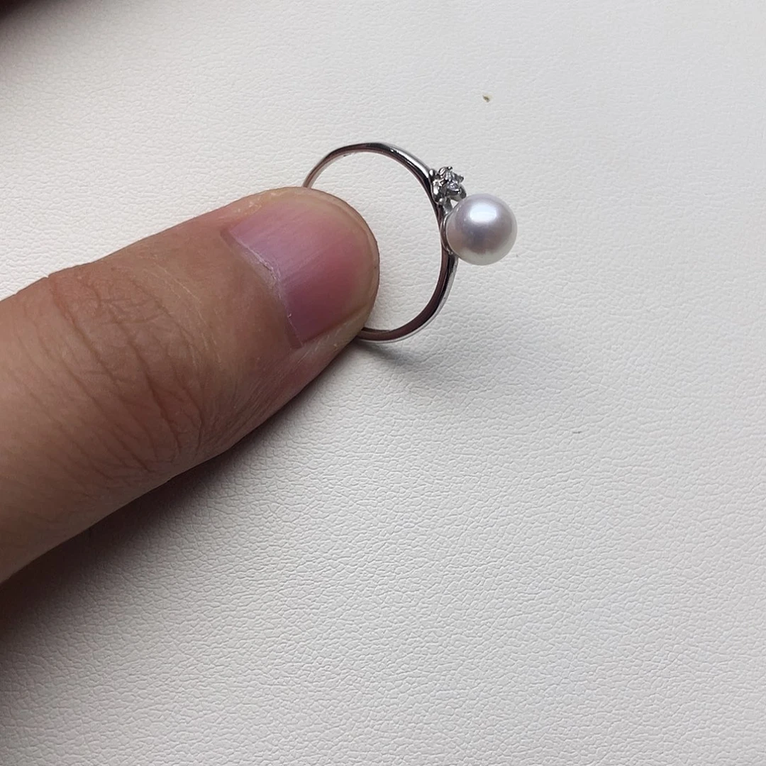 戒指银S925镶嵌淡水珍珠