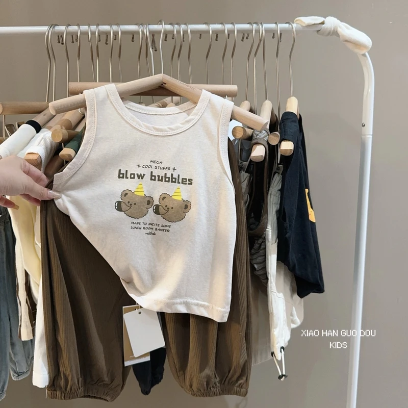 儿童韩版小熊字母背心