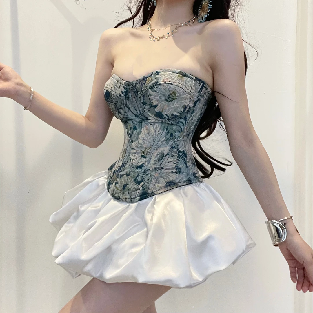 2518-（仅半裙）超大缎面高级朵云朵蓬蓬裙自带短裤内衬