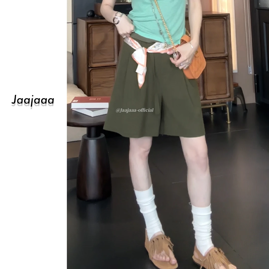 Jaajaaa涩谷漫痕   显瘦休闲时尚百搭宽松系带阔腿短裤/EEDB