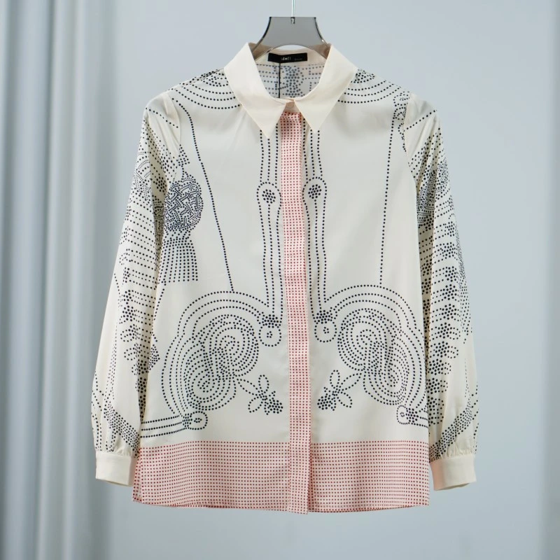 【德M】Z1251-1  女装休闲印花衬衫杏色53612124021380402