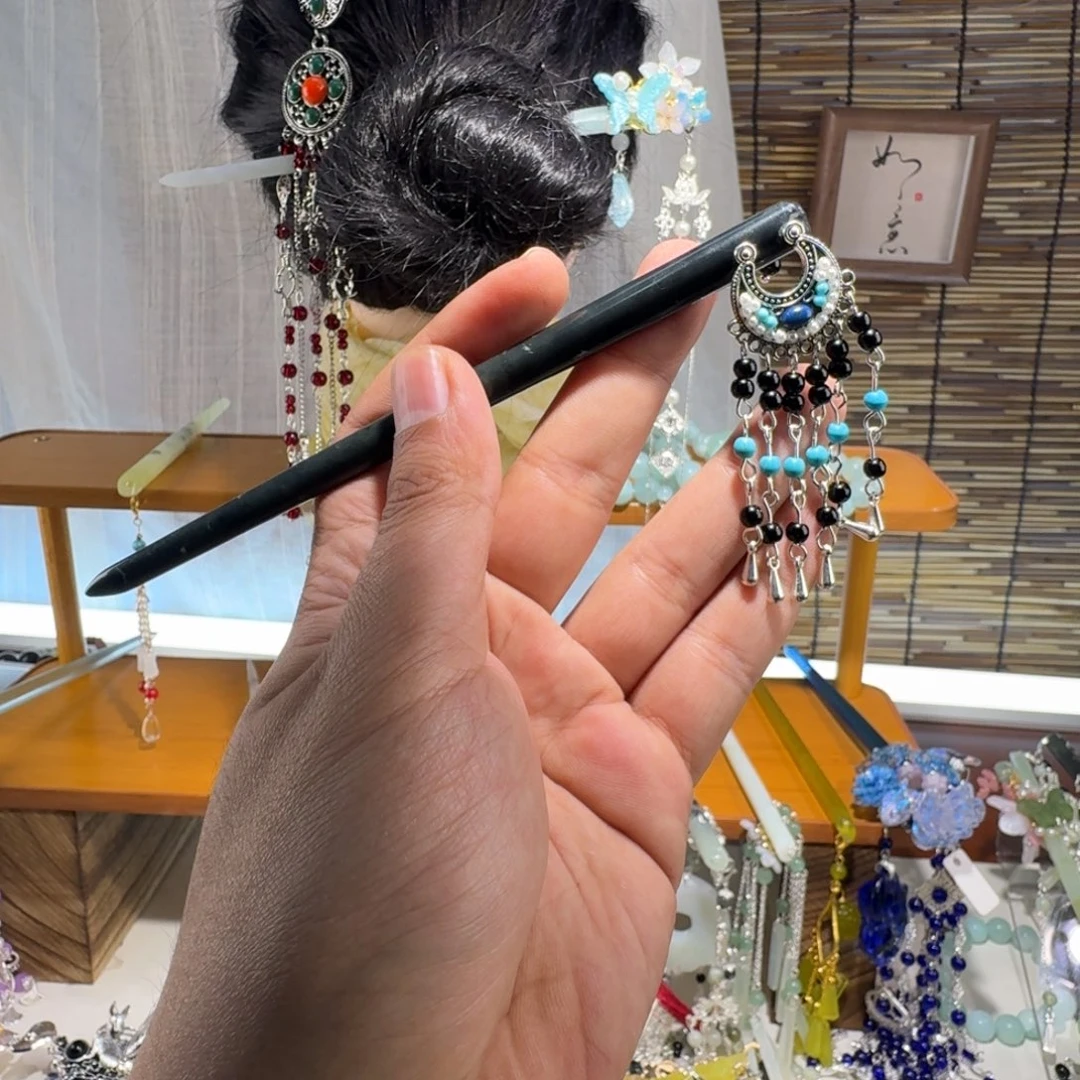 蛇纹石玉合金发饰