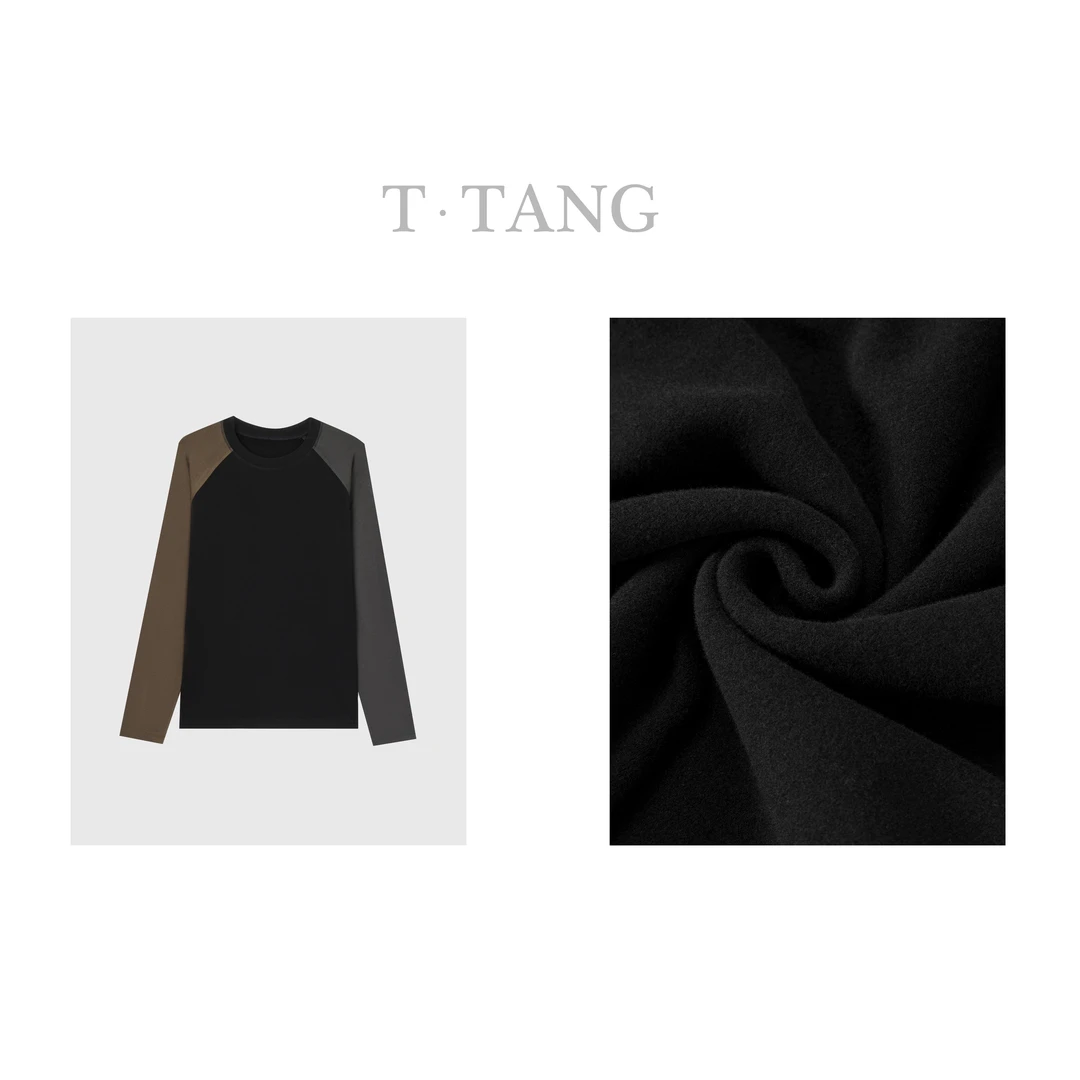 FL秋冬260g精品仿羊绒舒适保暖百搭简约拼色圆领打底衫【6826】FF