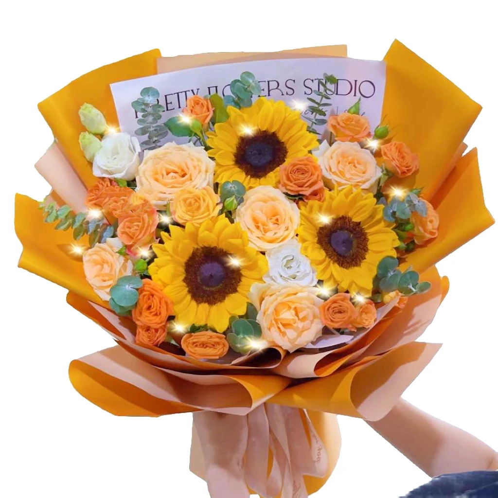 3向日葵5香槟玫瑰花束