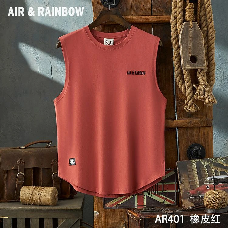 【三哥三嫂专属】220克紧密棉刺绣字母宽松坎肩T恤运动背心 AR401