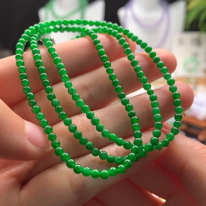 翡翠未镶嵌项链天然缅甸A货翡翠卡3mm