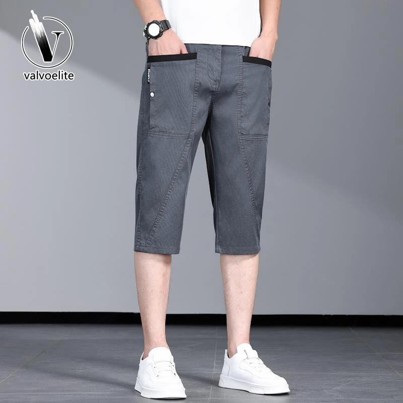 VALVOELITE男宽松直筒短裤夏季2025年新款薄款时尚透气休闲中裤子