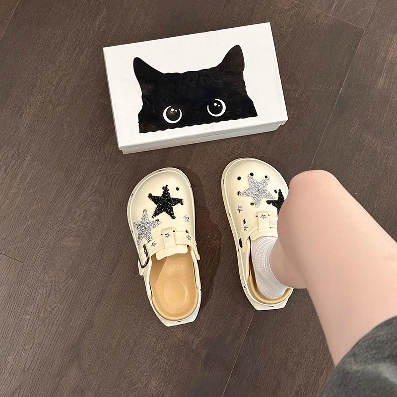 小众设计感星星洞洞鞋女2025新款夏季防滑沙滩凉拖鞋半拖鞋学生潮