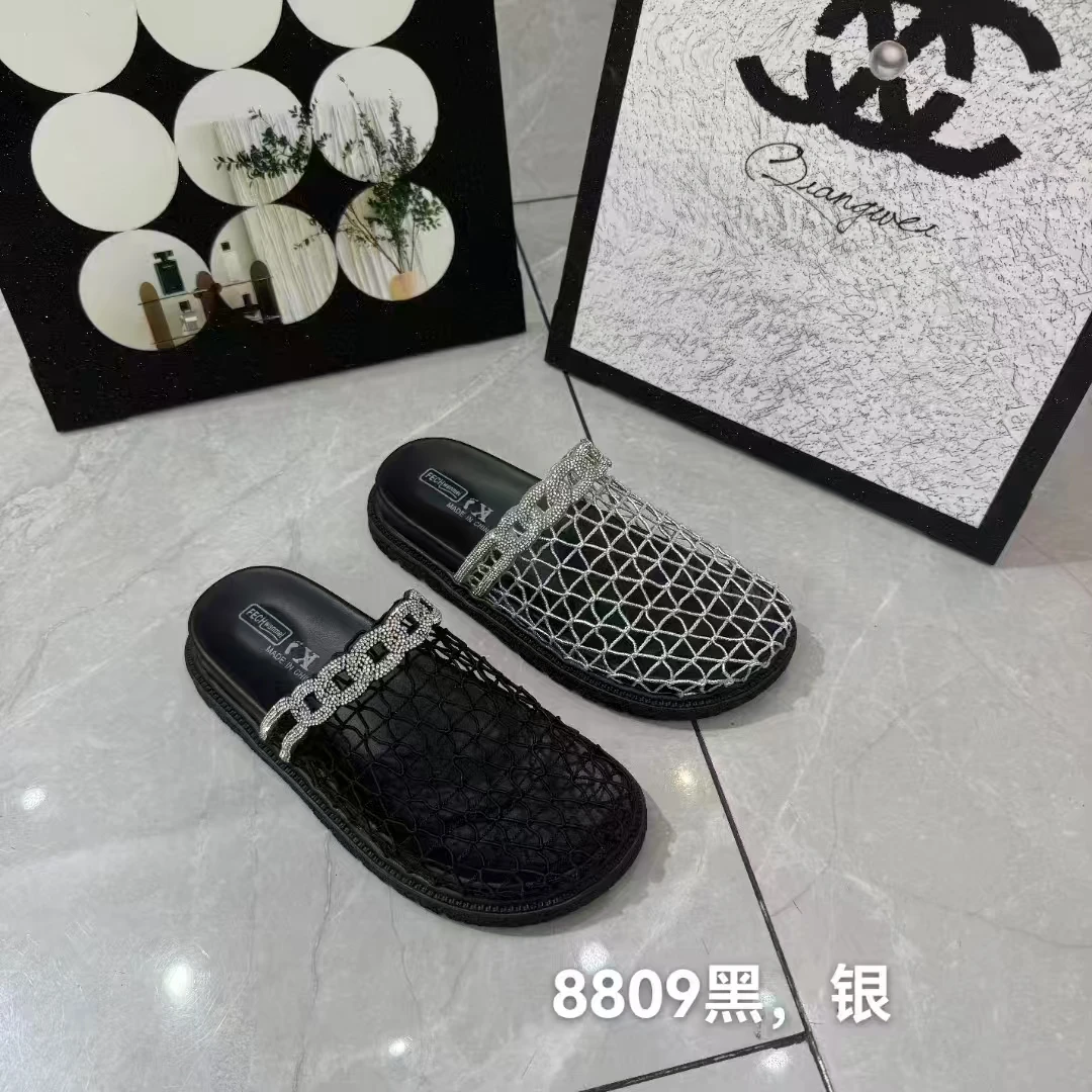 8809新款平底百搭半托女鞋子