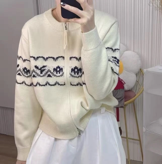 2025早春新款欧货套头女设计感毛衣针织开衫女外套宽松毛衣外搭潮