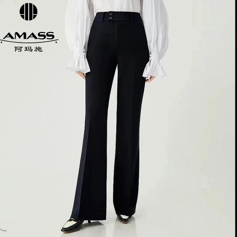 AMASS/阿玛施早春新款时尚垂感显瘦高腰通勤直筒西装裤女士510021