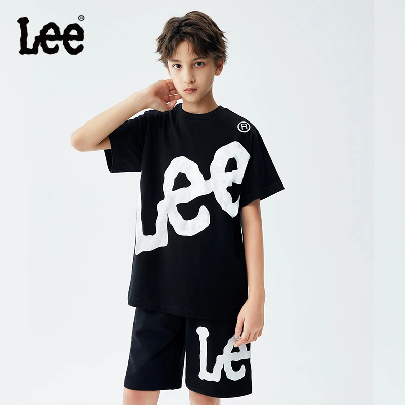 Leekids童装儿童短袖t恤夏季纯棉夏装男童潮流上衣女童休闲半袖薄