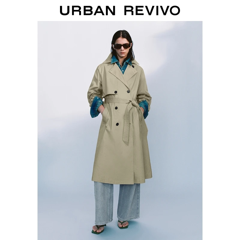 UR2025秋季新款女装气质双排扣腰带风衣外套UWM150045+
