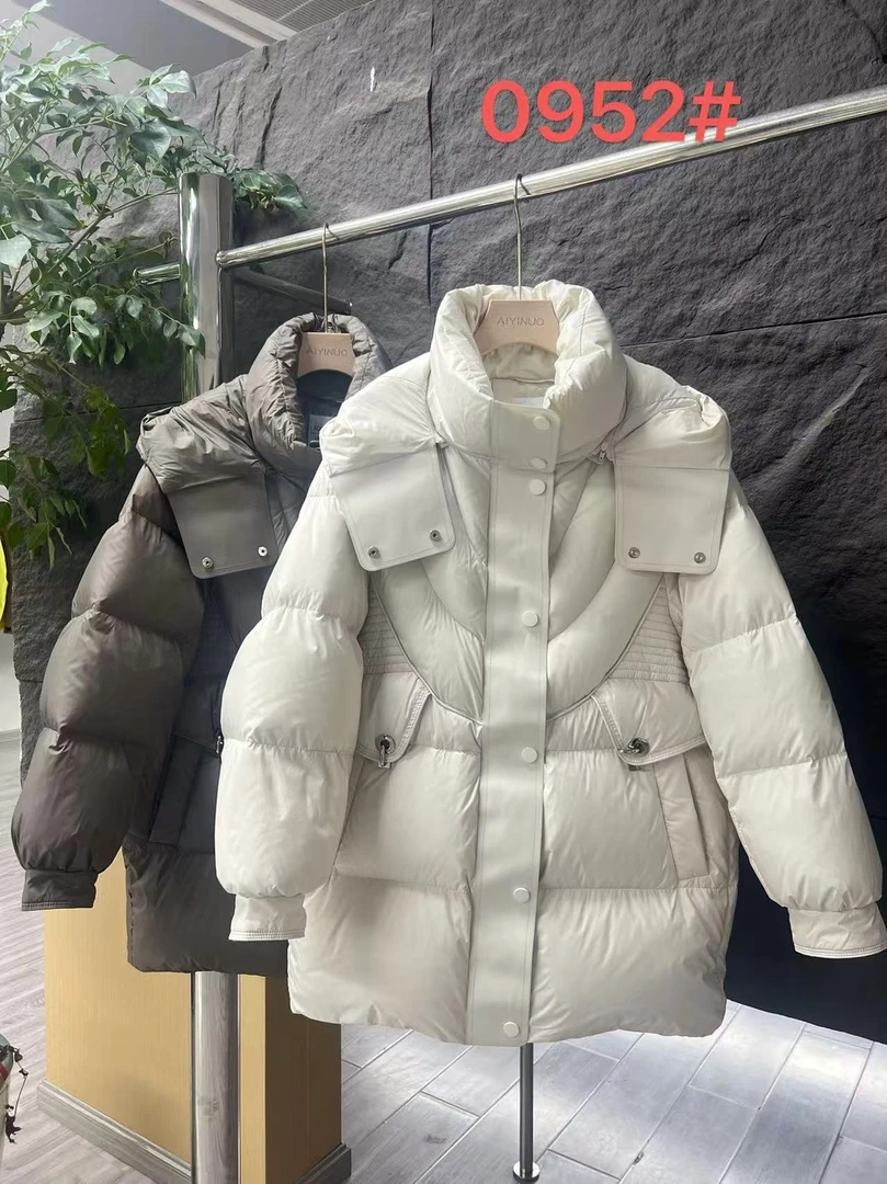 0952-2025冬季新款羽绒服休闲中长款女韩版白鸭绒