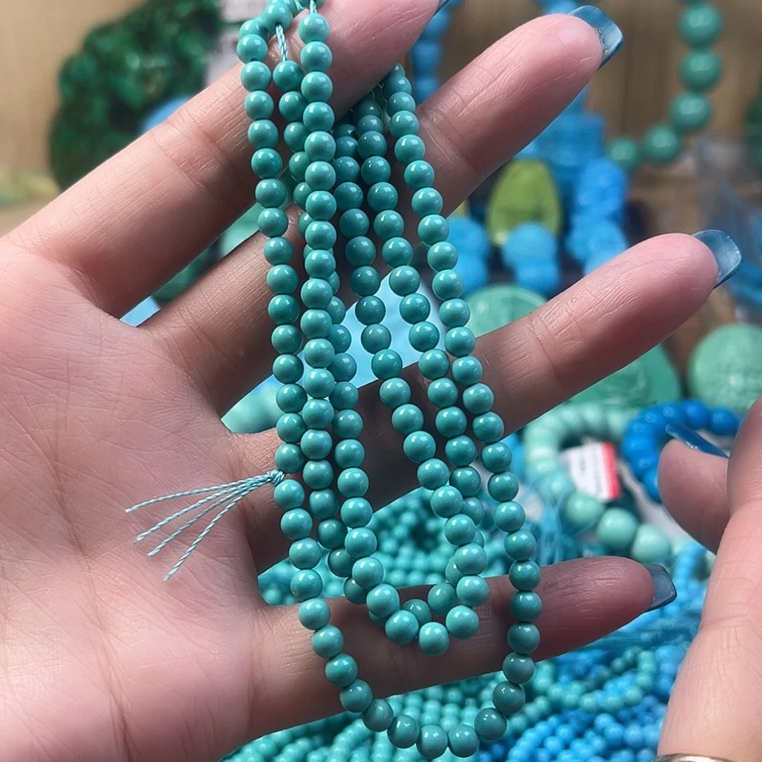 湖北工厂批发精品手串绿色蓝色雕刻单珠DIY配饰源头