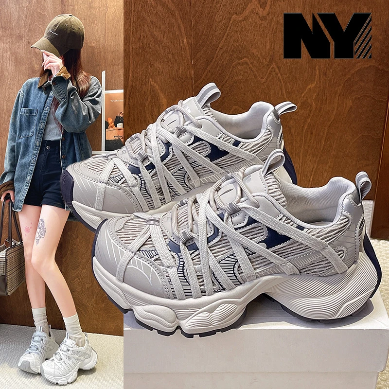NY老爹鞋女2025秋季新款ins潮流网面透气百搭增高女鞋运动休闲鞋