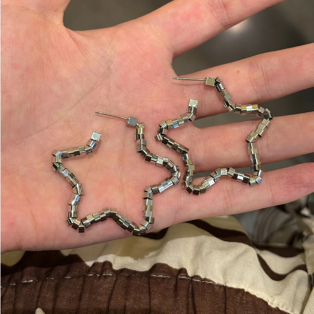 黄铜耳饰 【银五星】碎银星星耳钉简约百搭轻奢高级感耳环