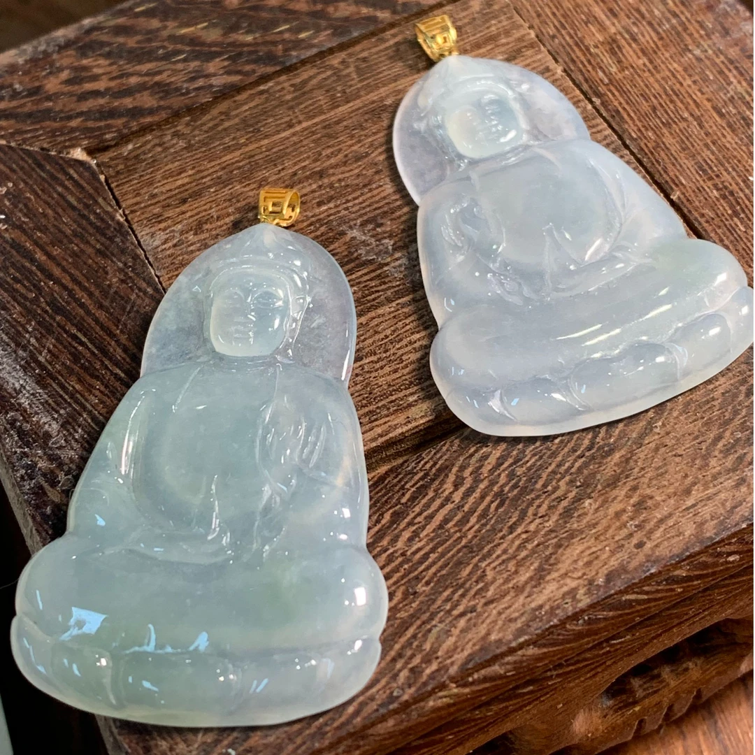 【千砡】18K扣糯冰观音吊坠-发其一