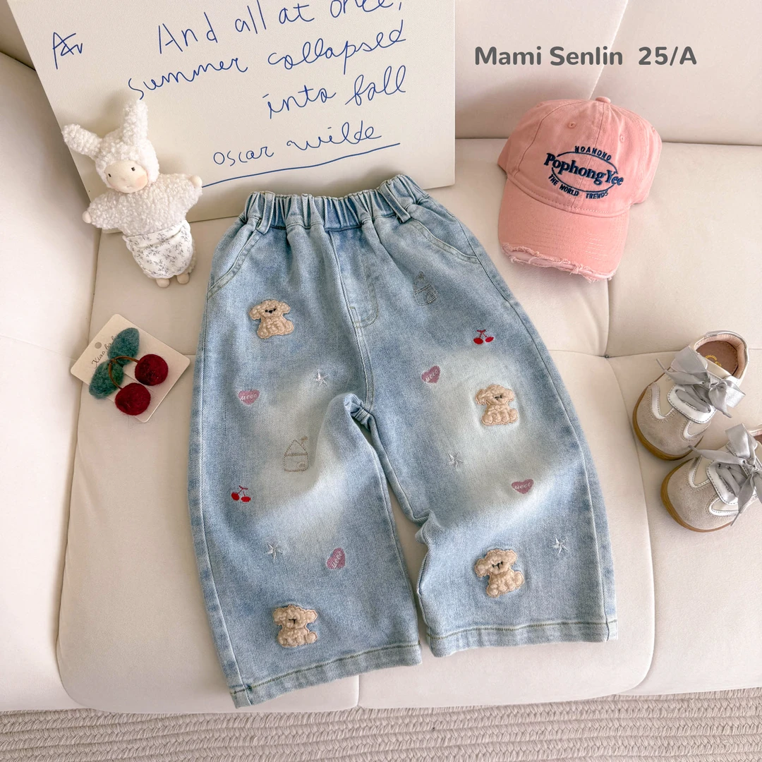 【现货】妈咪森林童装2025年女童秋装爱心牛仔裤253-MMSL-253061