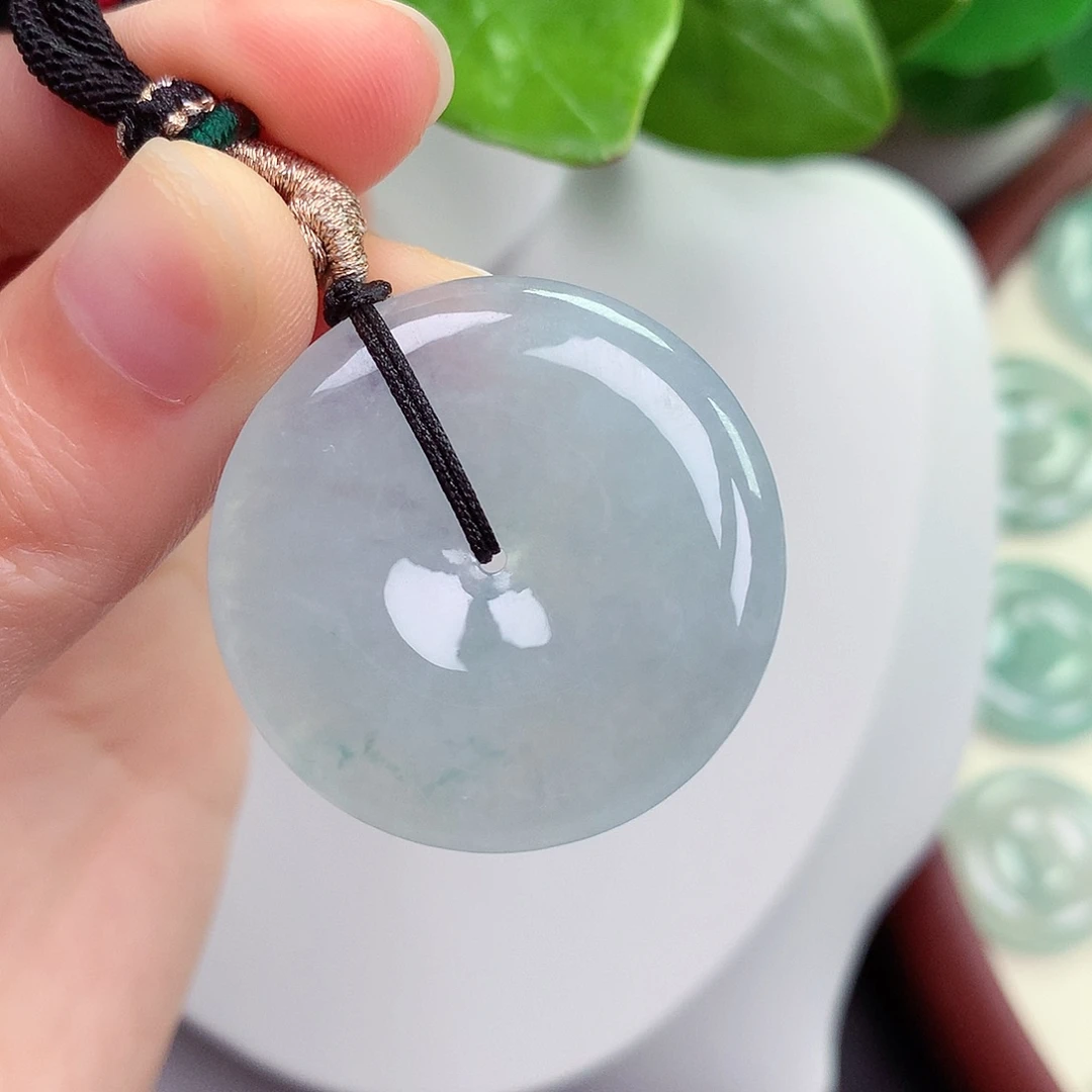 翡翠未镶嵌颈饰平安扣 32.5-5.9mm