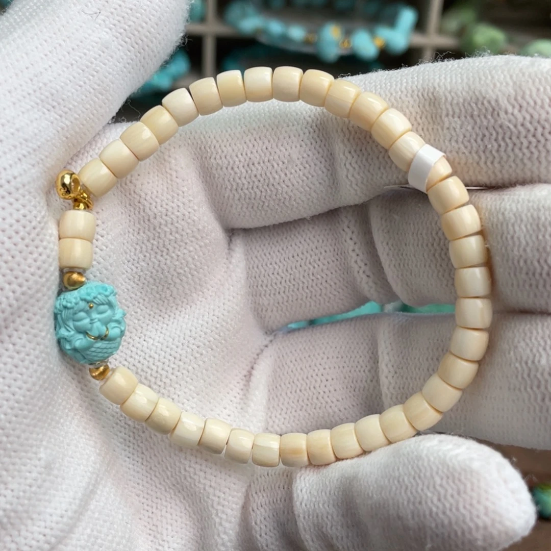 绿松石未镶嵌高瓷蓝美人鱼单圈4