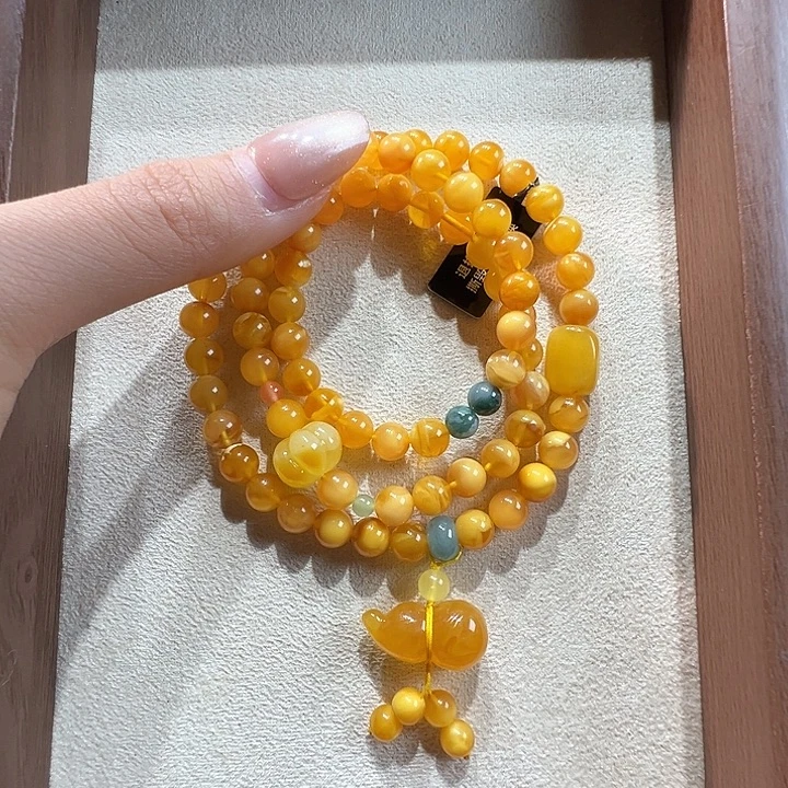 蜜蜡未镶嵌手串7.4mm蜜蜡手串