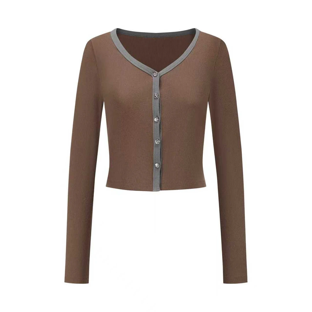 Okkaido Mocha Rib Cardigan 摩卡棕螺纹开衫
