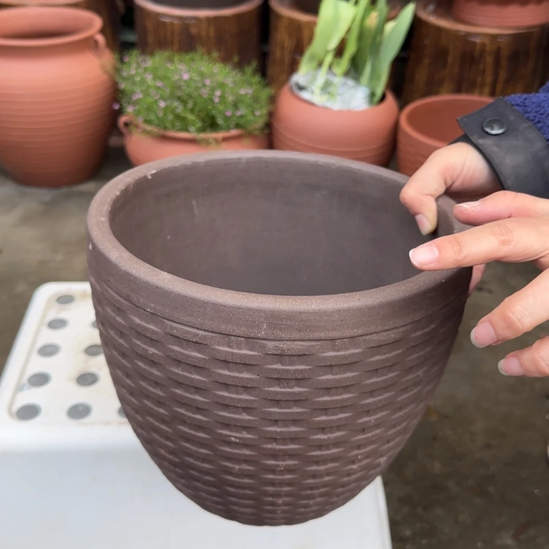 紫砂花盆口24高20宜兴紫砂