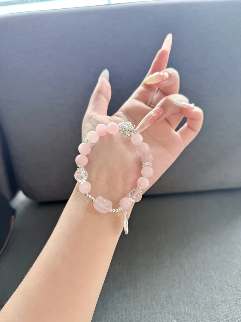 天然 卡10咪 马粉 粉阿塞 粉水晶kitty 原创手串