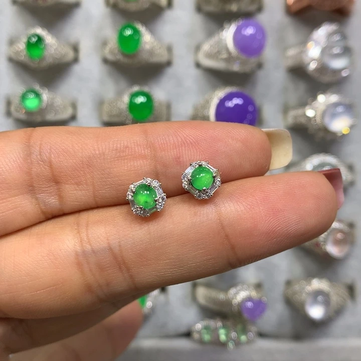 定制翡翠银S925镶嵌买断不退