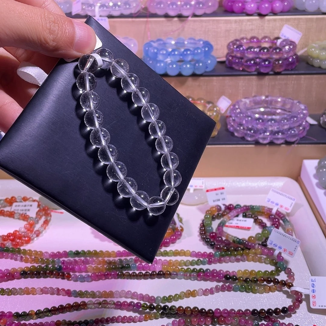 烟晶未镶嵌手链天然白水晶10m