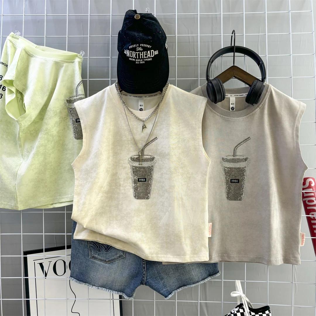 男童夏款2025款中大小男孩夏季无袖上衣背心宝宝夏装韩版