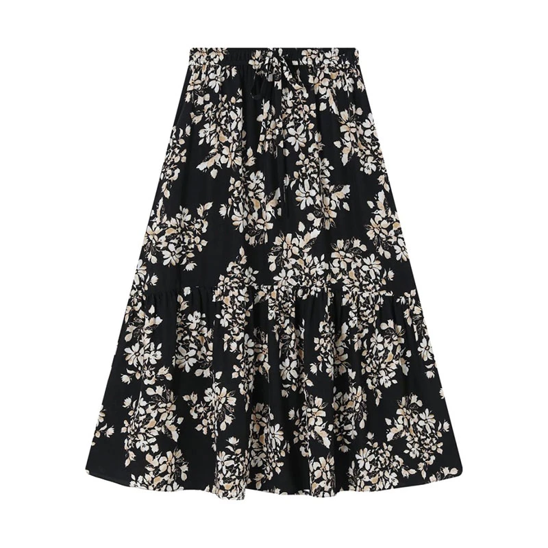 【F·J】新款真丝半身裙女2025夏季碎花显瘦遮肉桑蚕丝A字裙FJ9827B