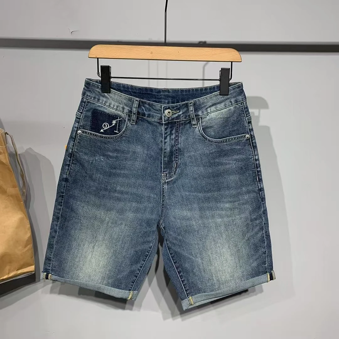 S723怀旧蓝五分牛仔短裤简约细节款弹力小直筒舒适透气吸汗百搭