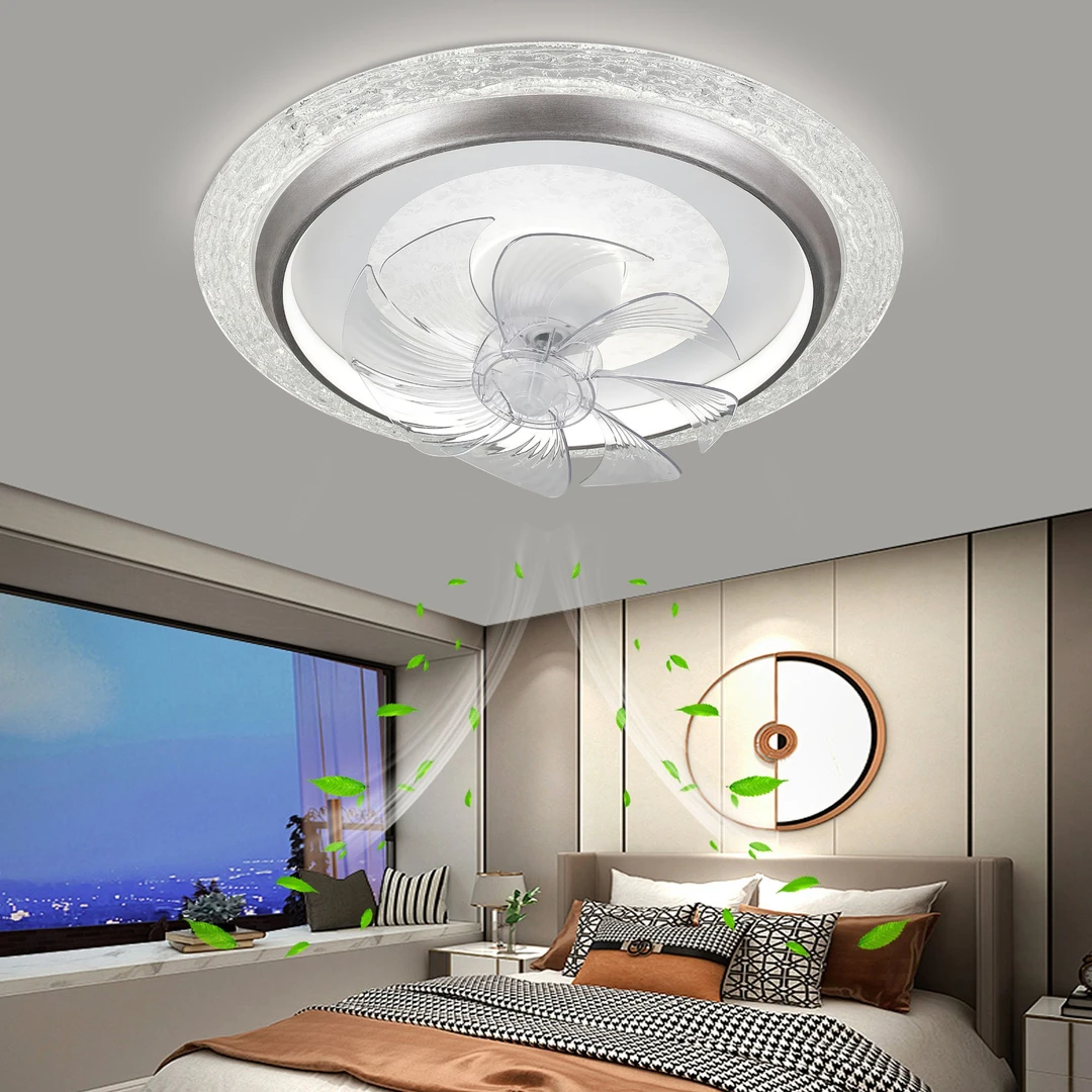 2172风扇现代简约卧室吸顶风扇灯家用书房创意圆形轻奢吸顶风扇