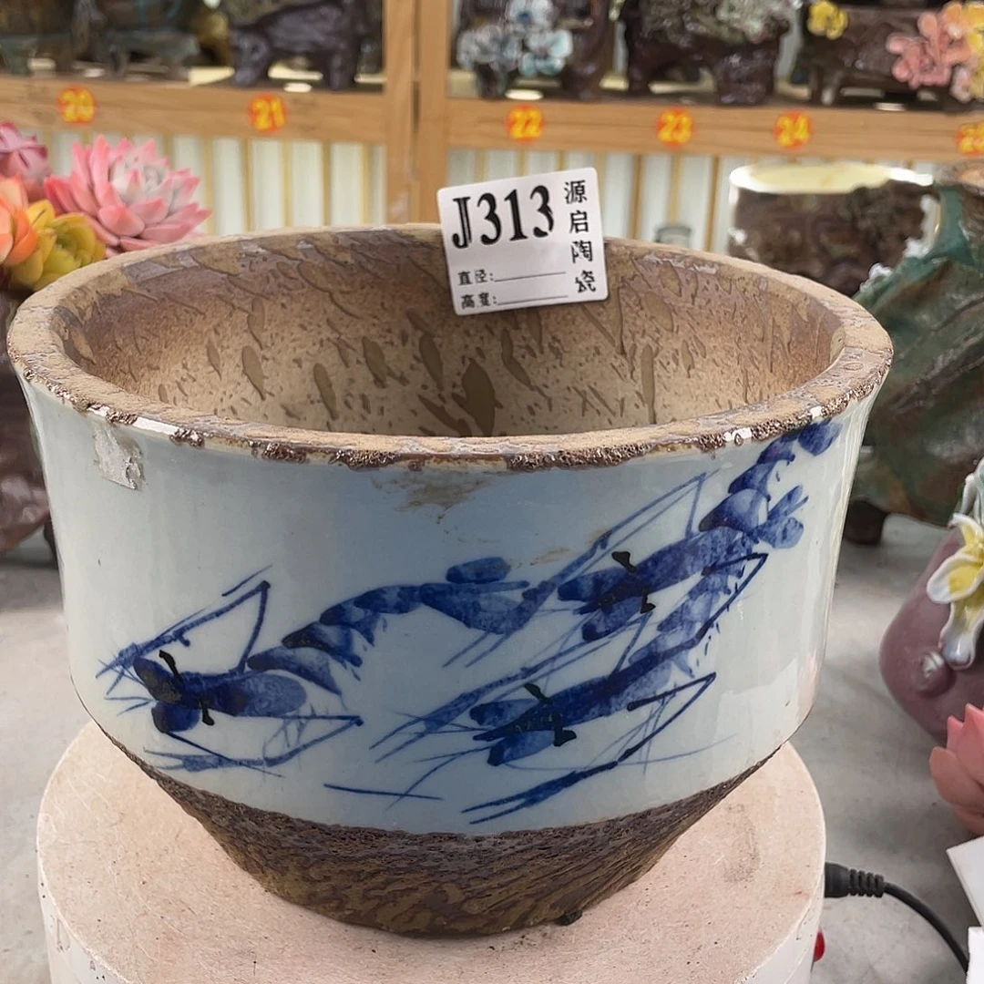 紫砂花盆景德镇陶瓷花盆313