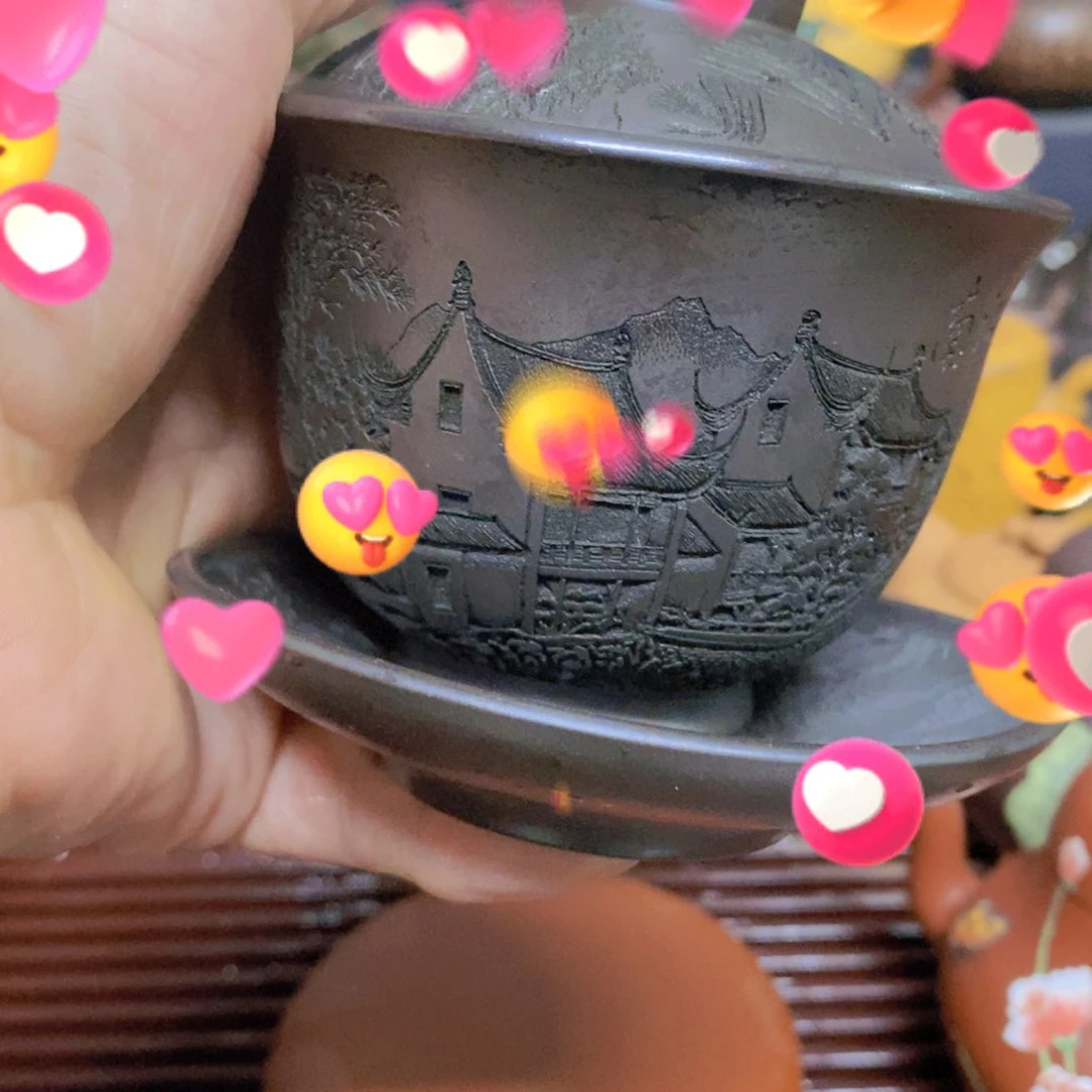 茶杯绿泥紫砂紫砂