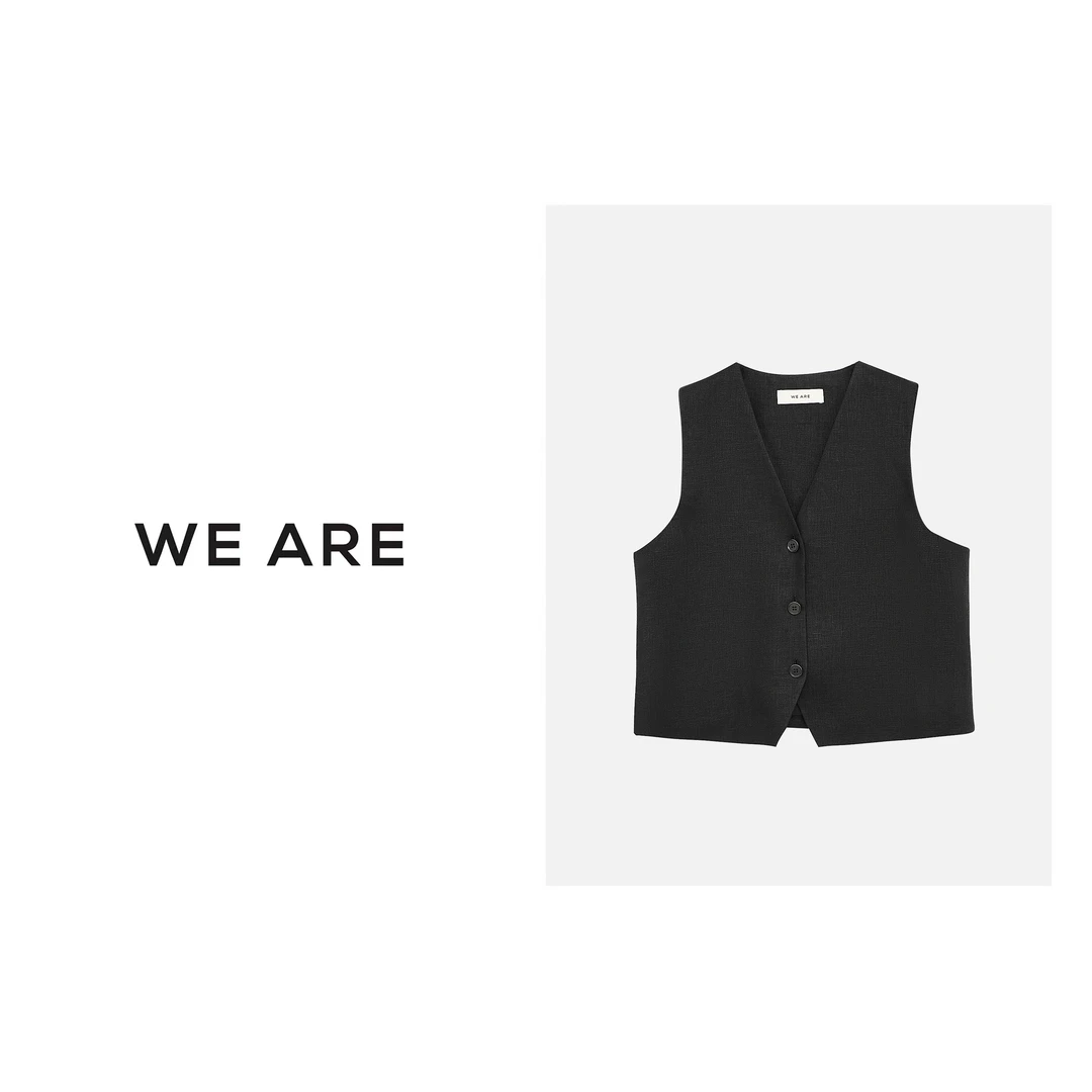 《WE ARE》*黑马* 100亚麻 V领 休闲 马夹 22860
