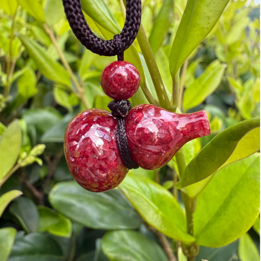 天然辰砂茶田朱砂【非遗】工艺朱砂晶体砂葫芦吊坠