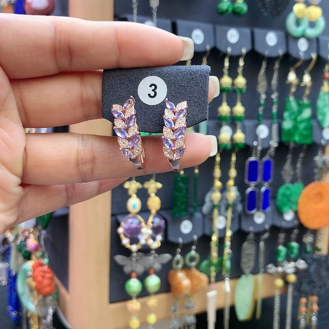 【闪购商品】坦桑石耳饰银S925镶嵌你****.耳坠