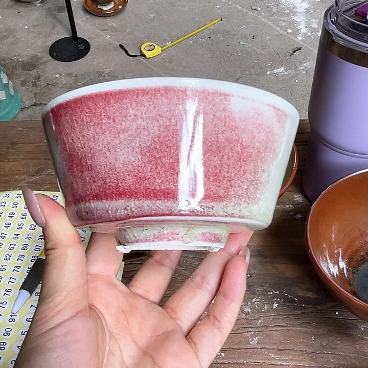 浪鬼家釉绘柴烧碗