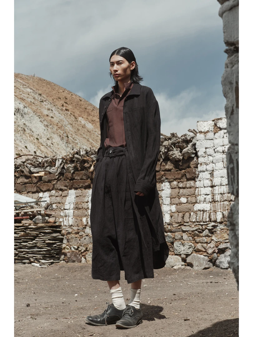 「 凌鸦ILNya 」廊_勃艮第红 双口袋平行衬衫 立领牙签褶短袖衬衫