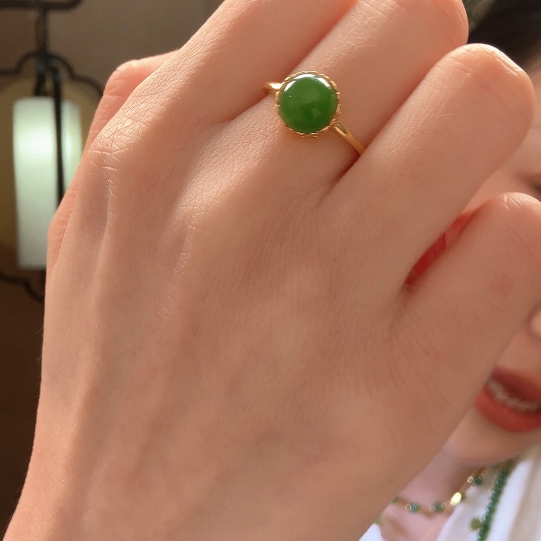 和田玉戒指银S925镶嵌